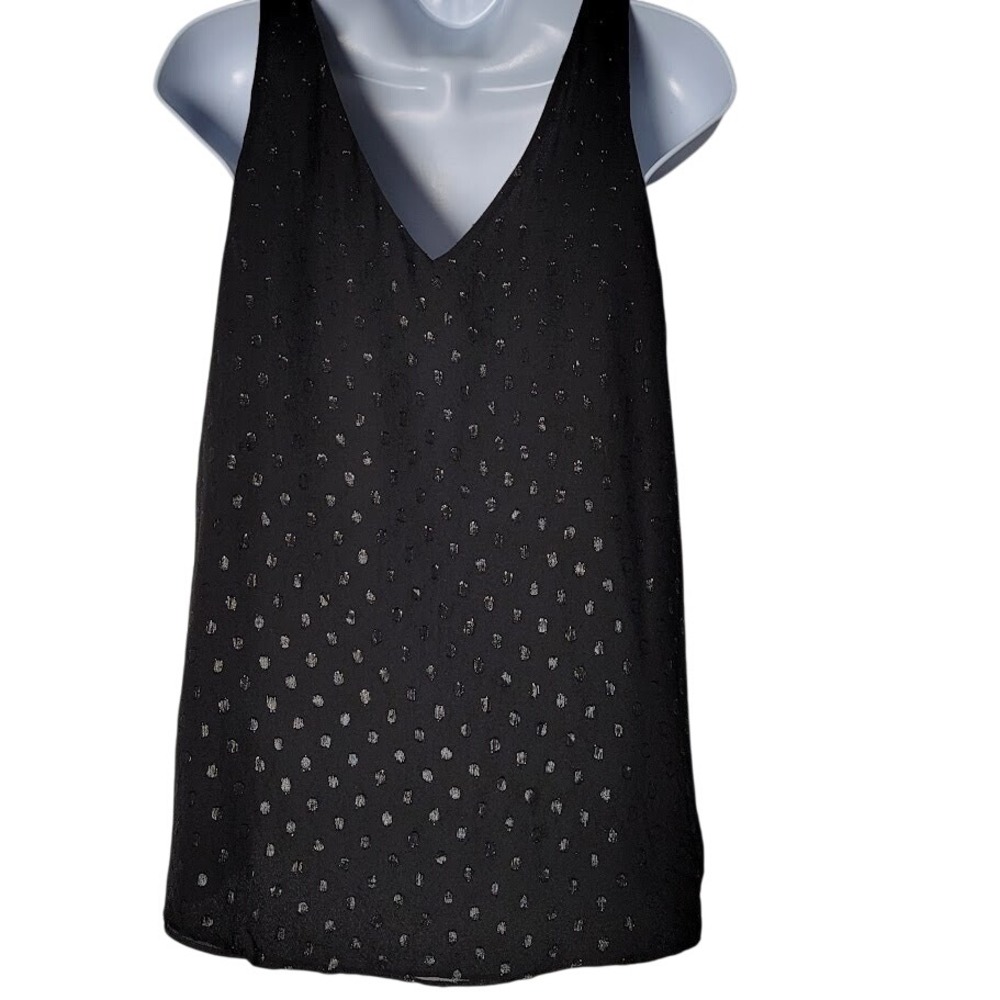 Lilly Pulitzer‎ Black Silk Metallic Cami Tank S Evening Quiet Luxury Top - Picture 2 of 9
